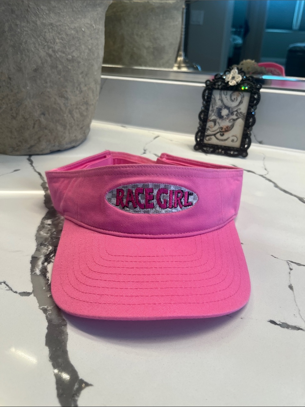 Sky Pink Womans Visor with Embroidered Logo